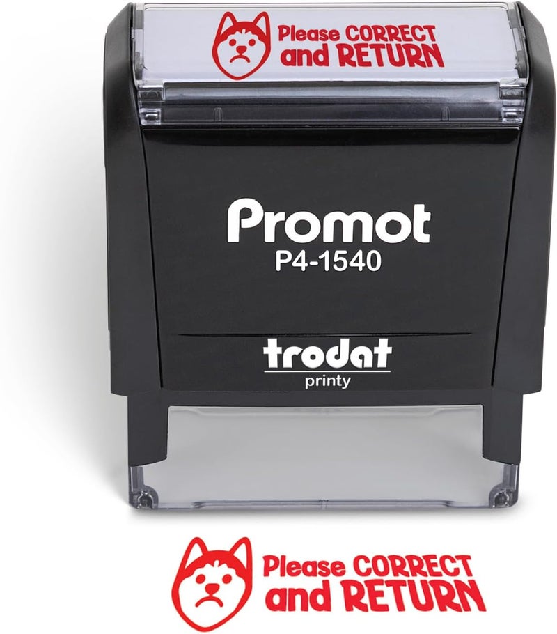 Promot Teacher Stamp - Self Inking Teacher Stamps for Kids, Classroom, or Homeschool Use - Encouraging “Please Correct and Return” Feedback Tool for Teachers, Grading Stamps for Teachers & Rewards - Image 1